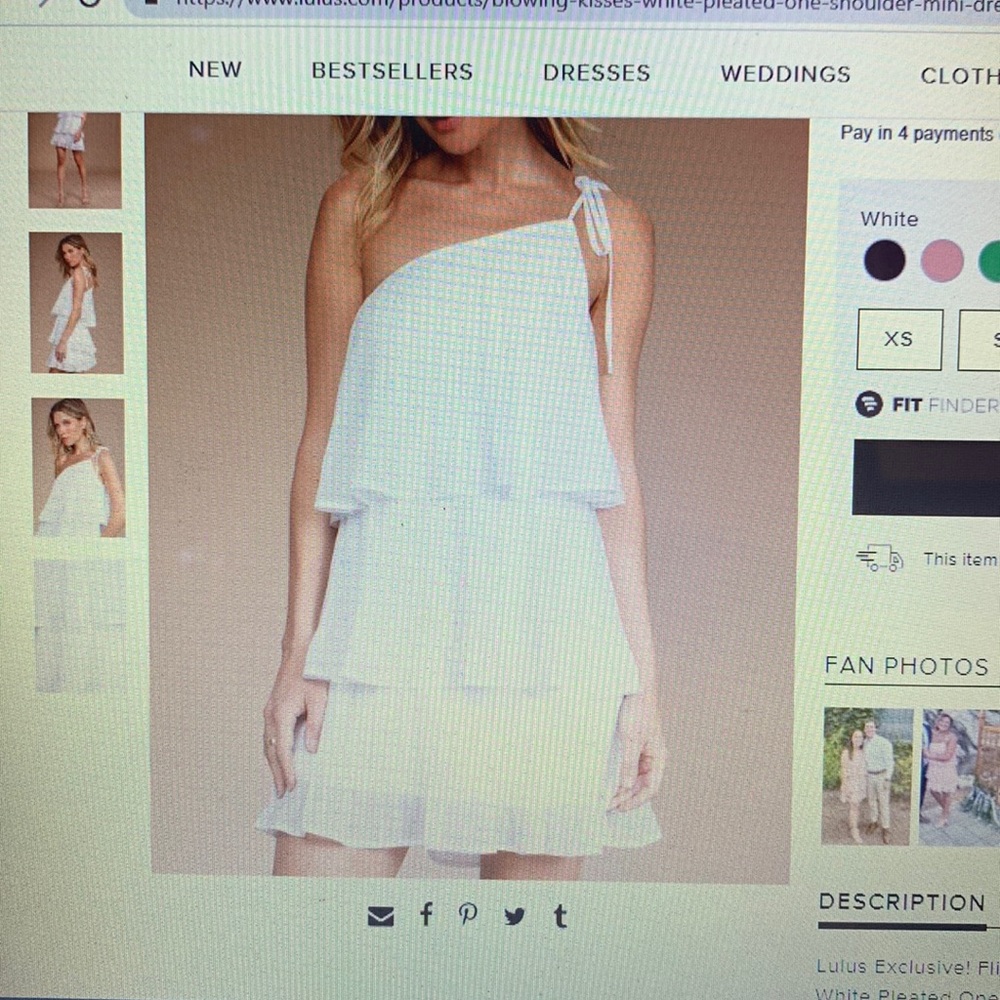Lulu’s Blowing Kisses White Pleated One-Shoulder mini dress
